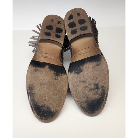 Kenneth Cole Downtown Girl Bronze Synthetic & Leather Fringe Ankle Boots 5 - Picture 10 of 10